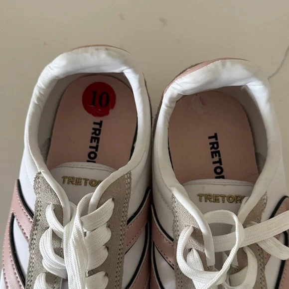Tretorn Women's Pink, White, and Beige Sneakers - Picture 4 of 6